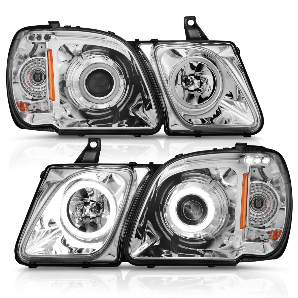 1998-2007 Lexus LX470 Anzo Projector Headlights W/ Halo Chrome (SMD LED)