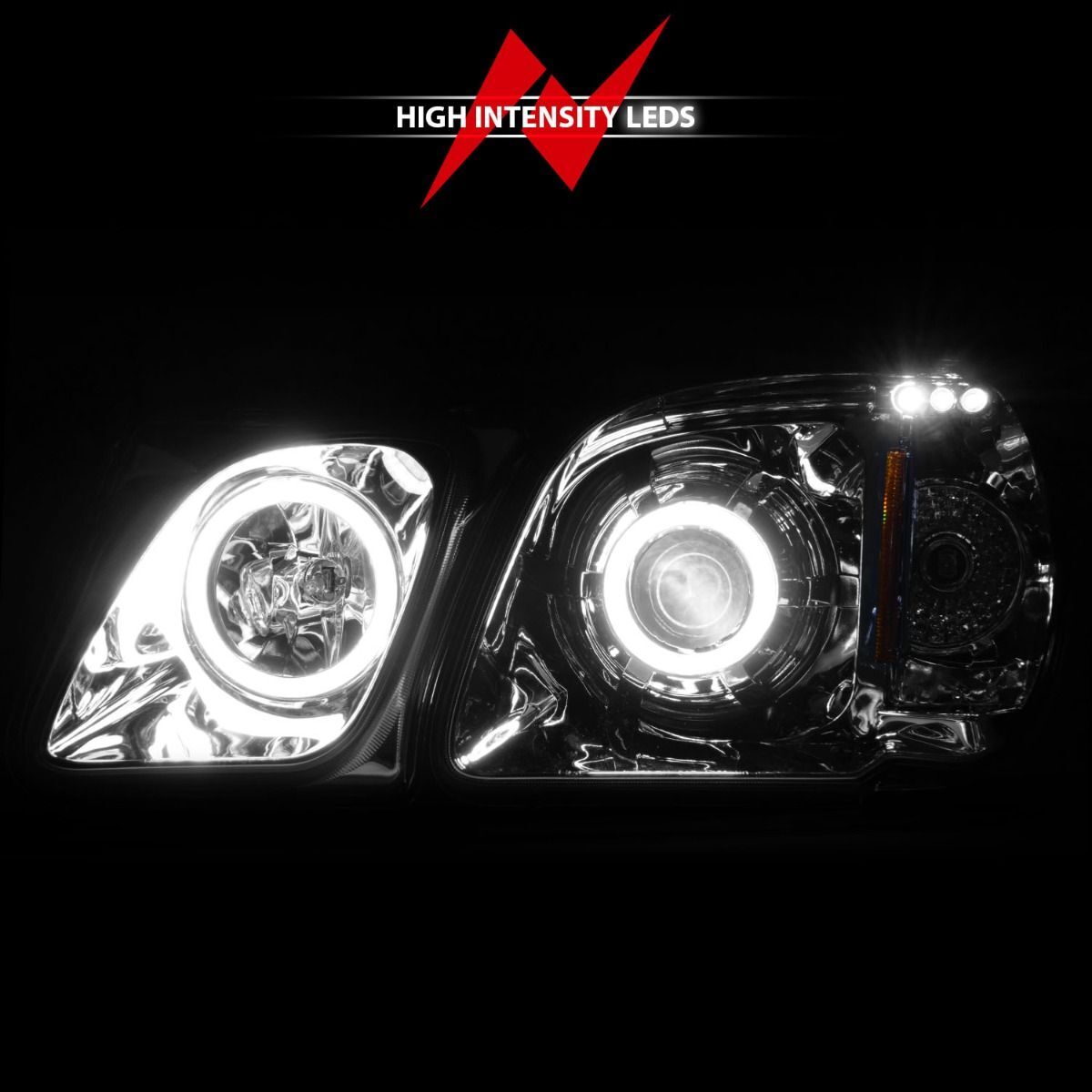 1998-2007 Lexus LX470 Anzo Projector Headlights W/ Halo Chrome (SMD LED)