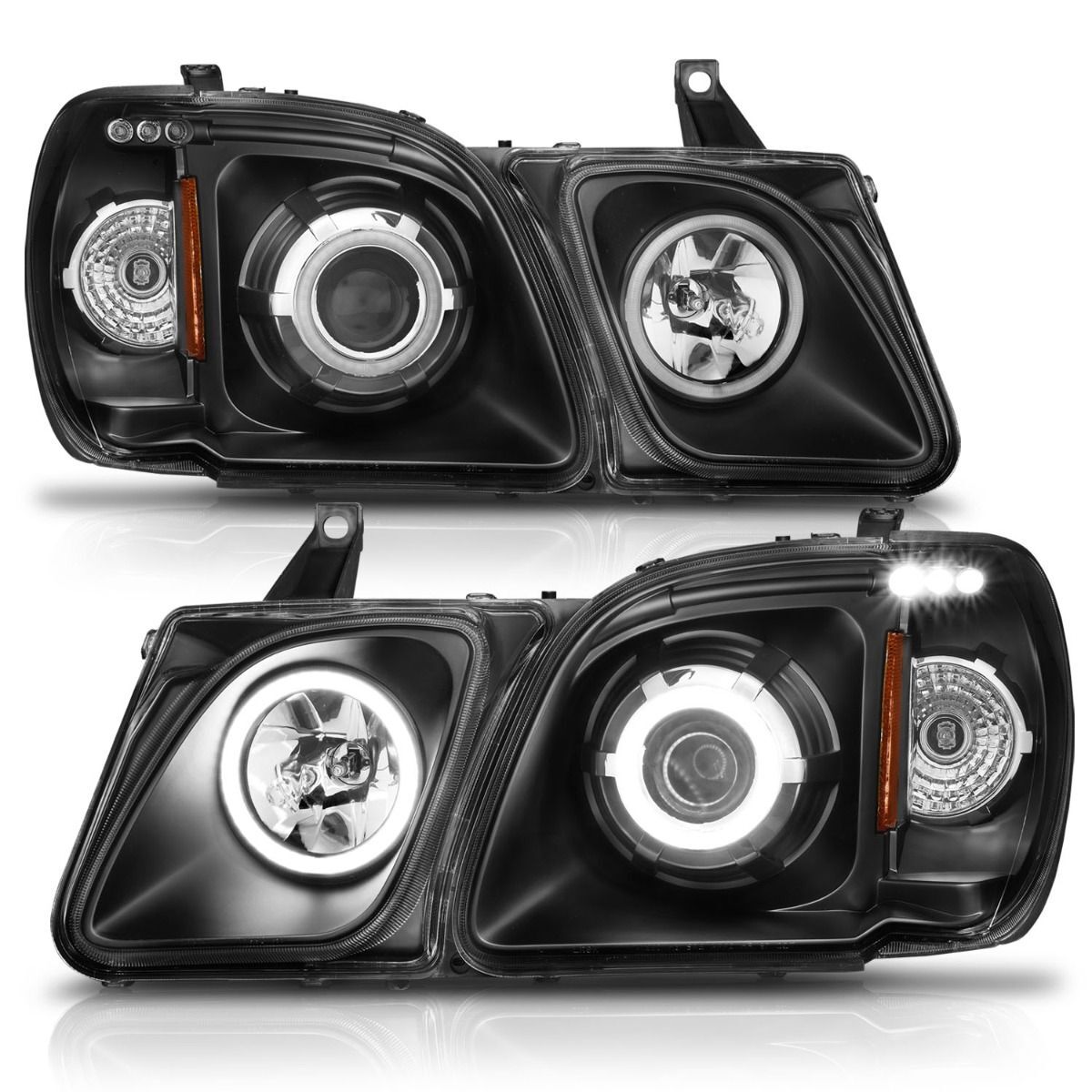 1998-2007 Lexus LX470 Anzo Projector Headlights W/ Halo Black (SMD LED)