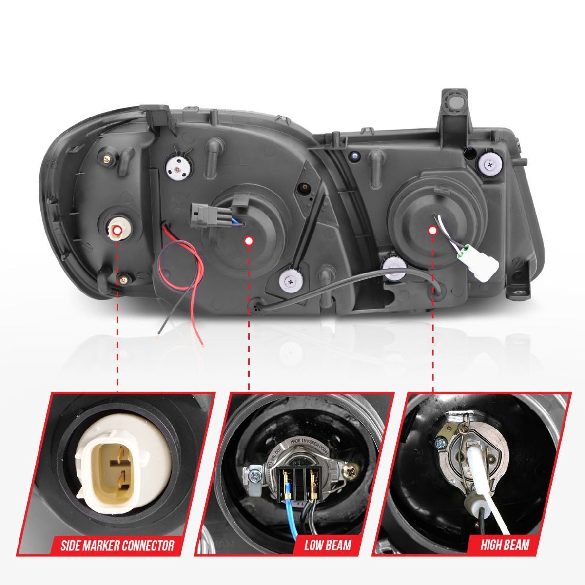 1998-2007 Lexus LX470 Anzo Projector Headlights W/ Halo Black (SMD LED)