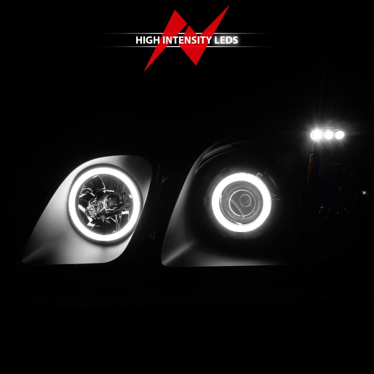 1998-2007 Lexus LX470 Anzo Projector Headlights W/ Halo Black (SMD LED)