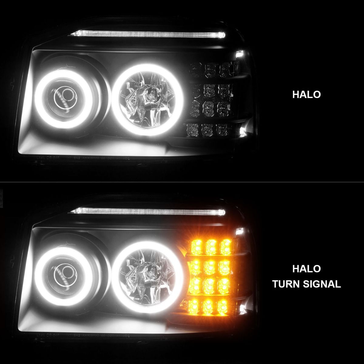 2001-2004 Nissan Frontier Anzo Projector Headlights W/ Halo Black (SMD LED)