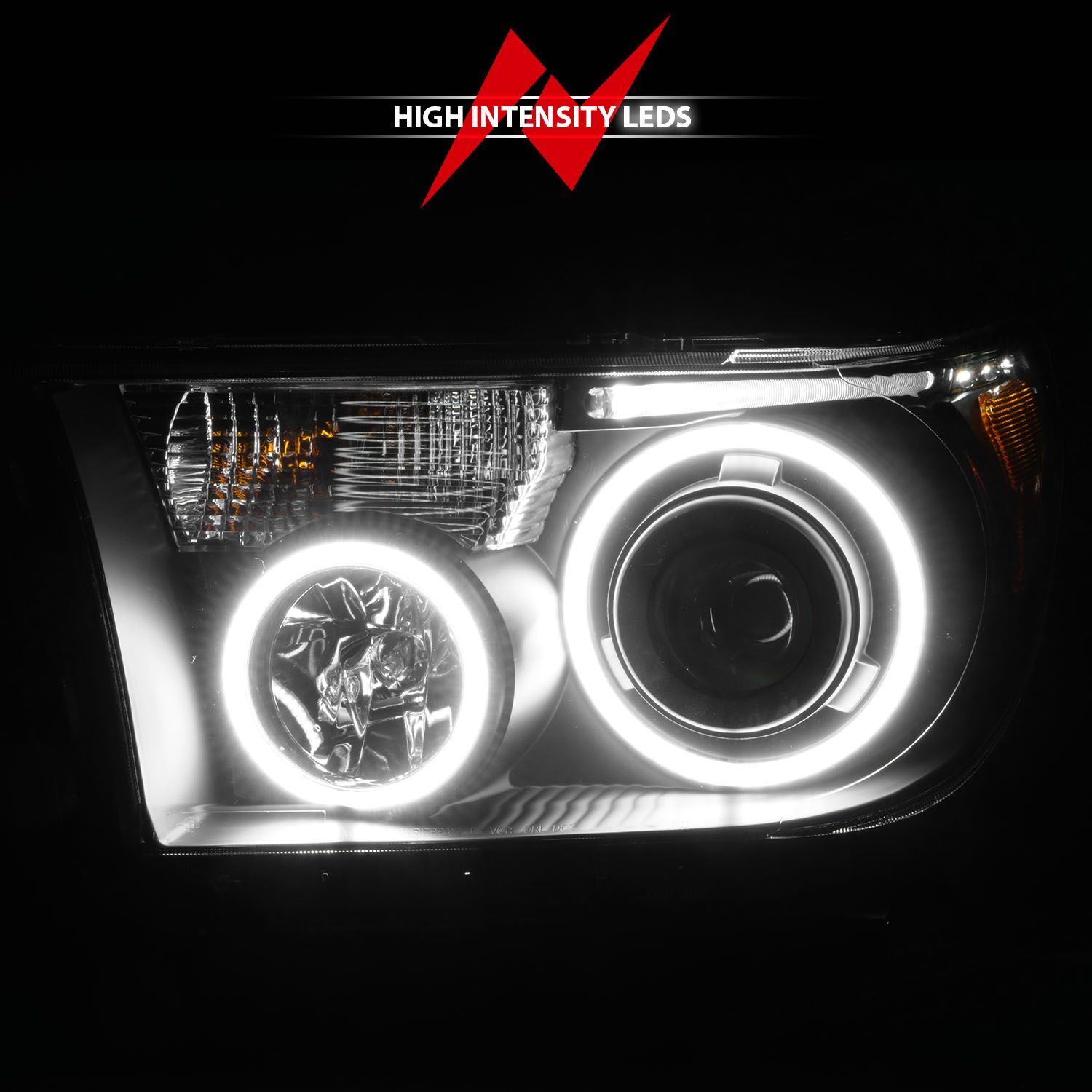 2008-2017 Toyota Sequoia/Tundra Anzo Projector Headlights W/ Halo Black (SMD LED)