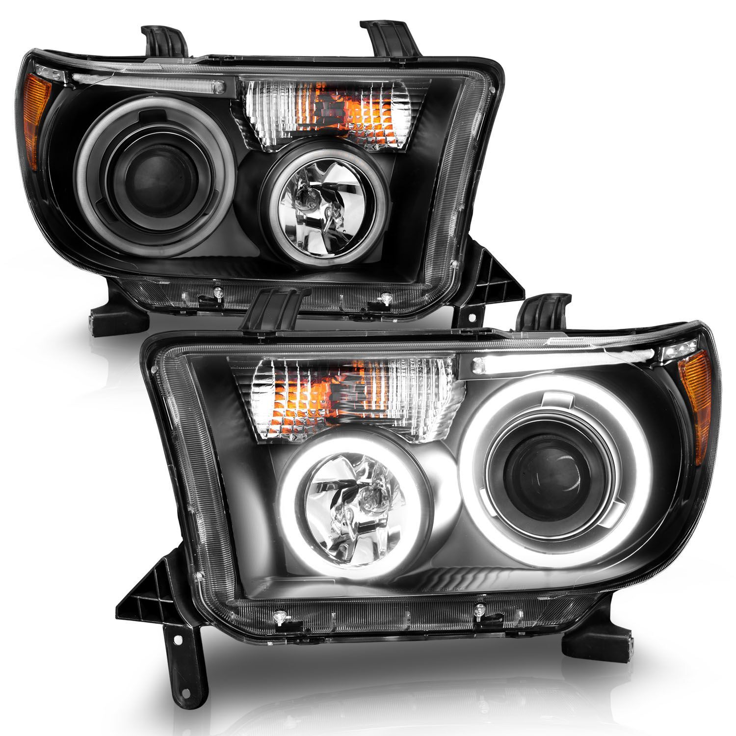 2008-2017 Toyota Sequoia/Tundra Anzo Projector Headlights W/ Halo Black (SMD LED) - 111174