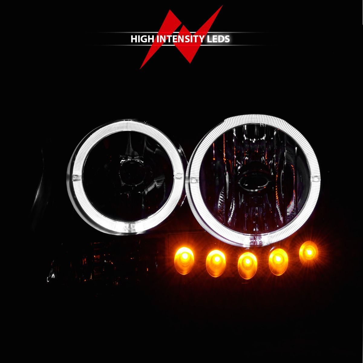 1997-2004 Dodge Dakota/Durango Anzo Projector Headlights W/ Halo Black 1 Pc