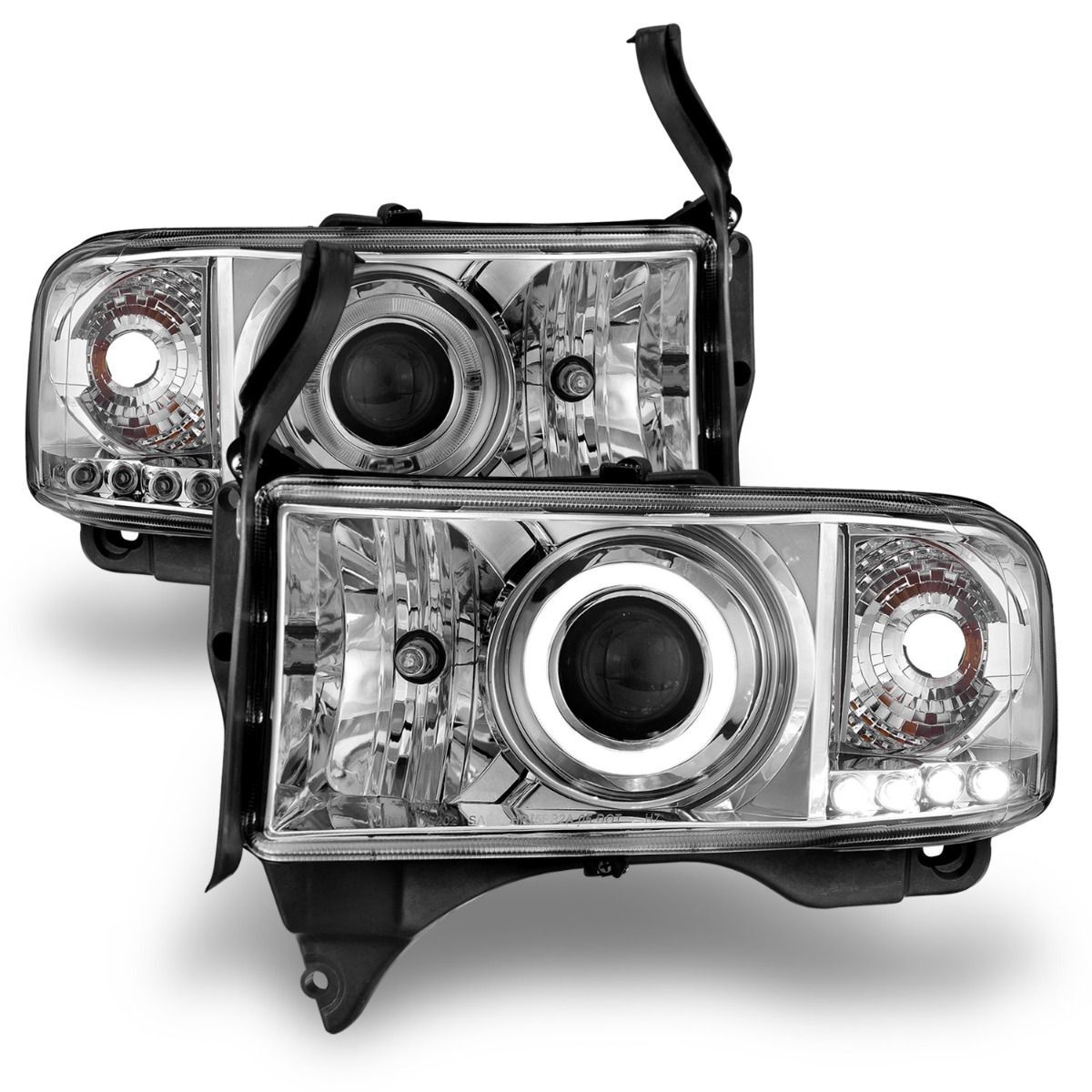 1994-2001 Dodge Ram 1500/2500/3500 Non-Sport Anzo Projector Headlights W/ Halo Chrome - 111195