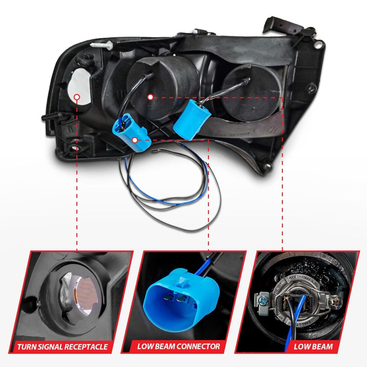 1994-2001 Dodge Ram 1500/2500/3500 Non-Sport Anzo Projector Headlights W/ Halo Black