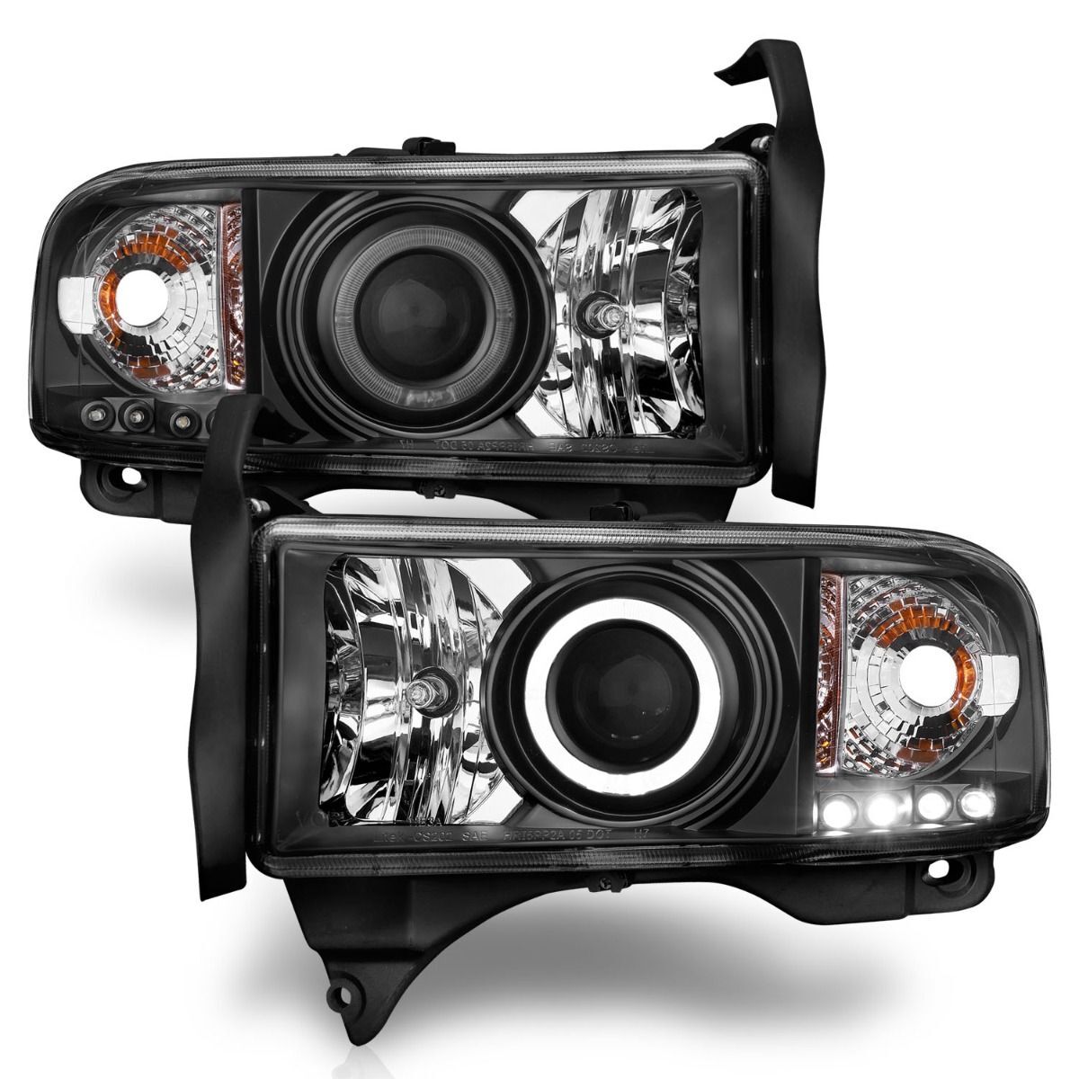1994-2001 Dodge Ram 1500/2500/3500 Non-Sport Anzo Projector Headlights W/ Halo Black - 111196