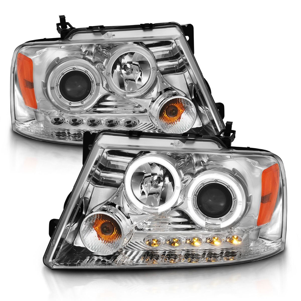 2004-2008 Ford F-150 Anzo Projector Headlights W/ Halo & LED Chrome G2