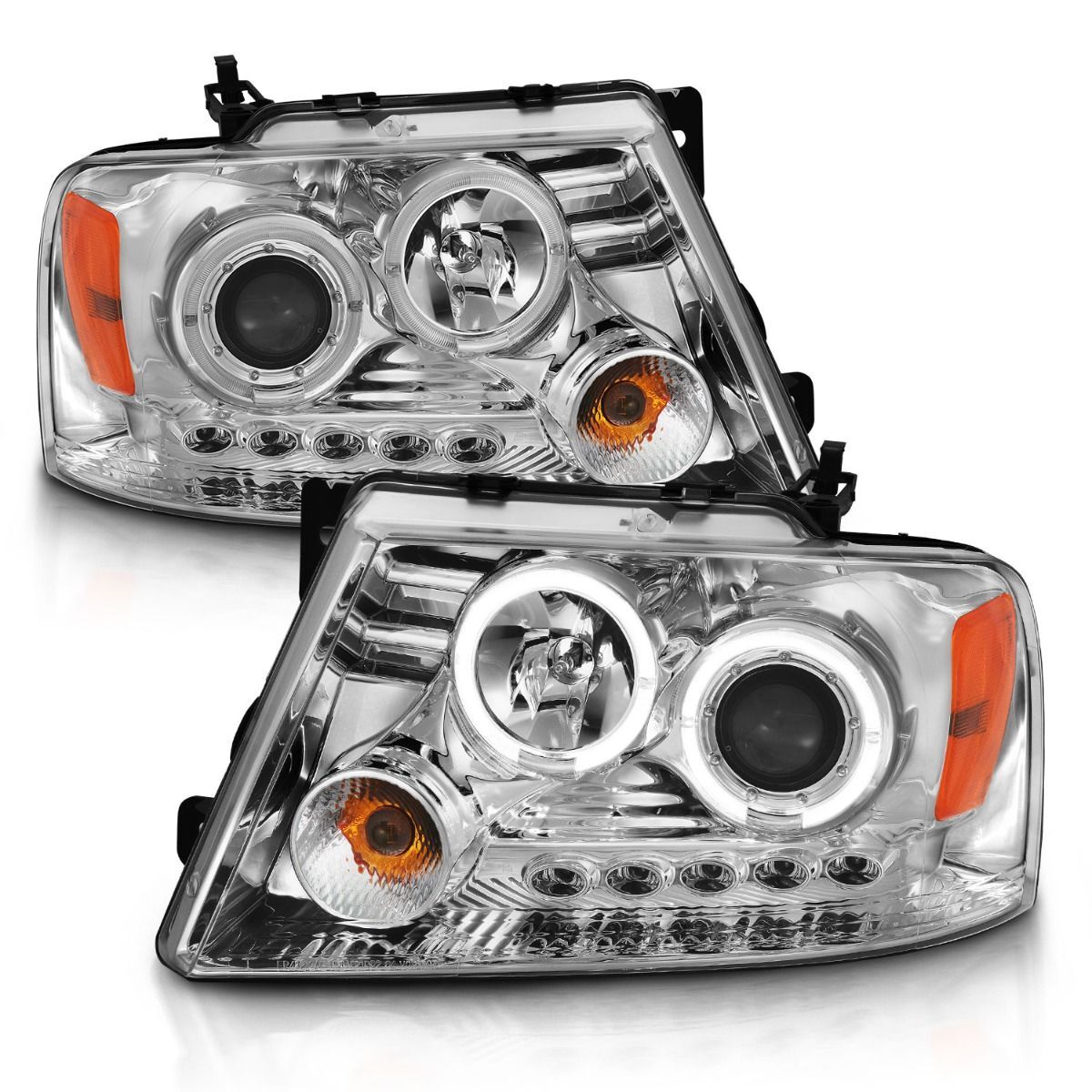 2004-2008 Ford F-150 Anzo Projector Headlights W/ Halo & LED Chrome G2