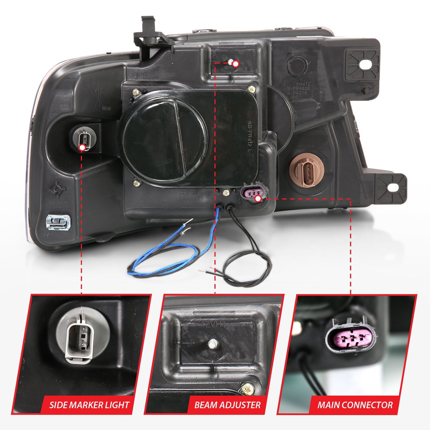 2004-2008 Ford F-150 Anzo Projector Headlights W/ Halo & LED Black G2