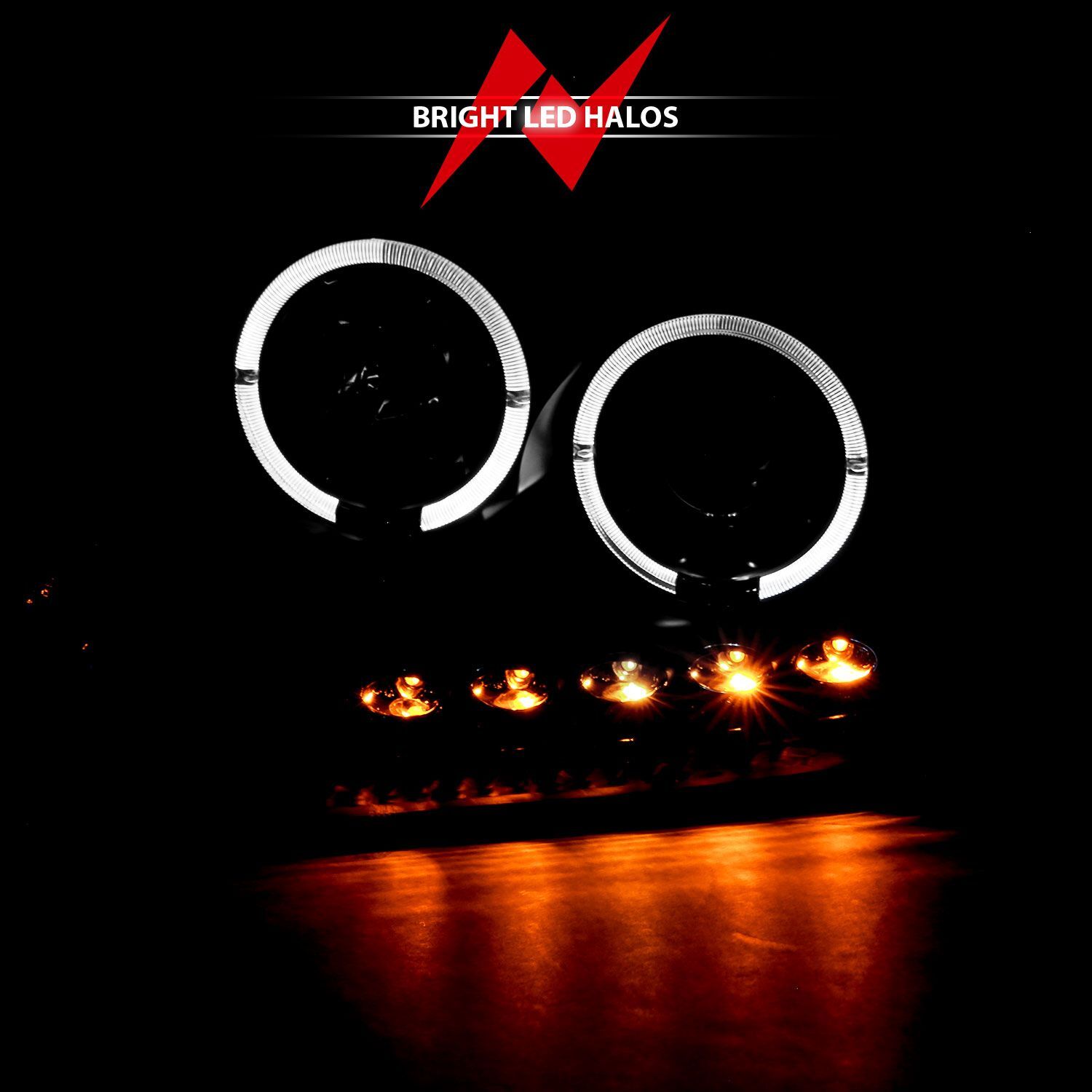 2004-2008 Ford F-150 Anzo Projector Headlights W/ Halo & LED Black G2