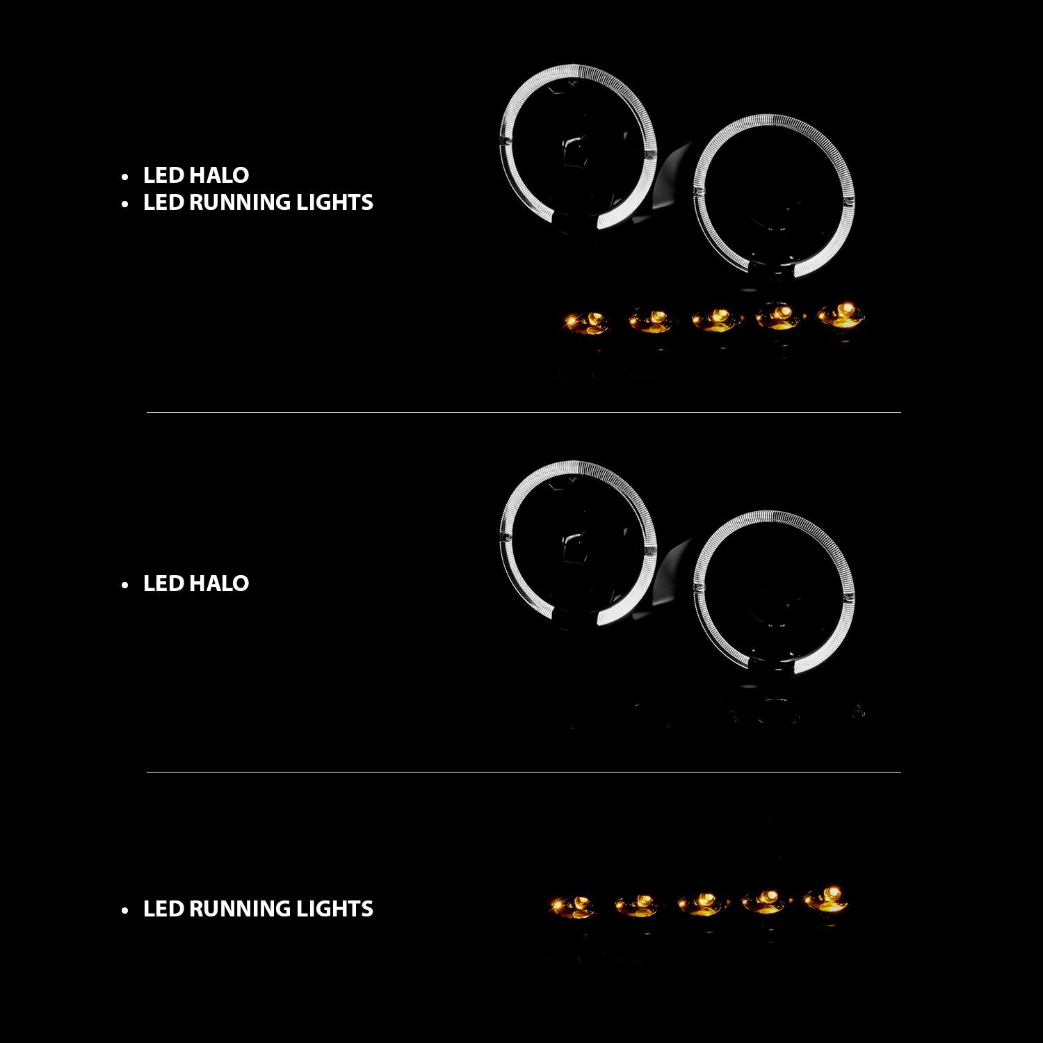 2004-2008 Ford F-150 Anzo Projector Headlights W/ Halo & LED Black G2