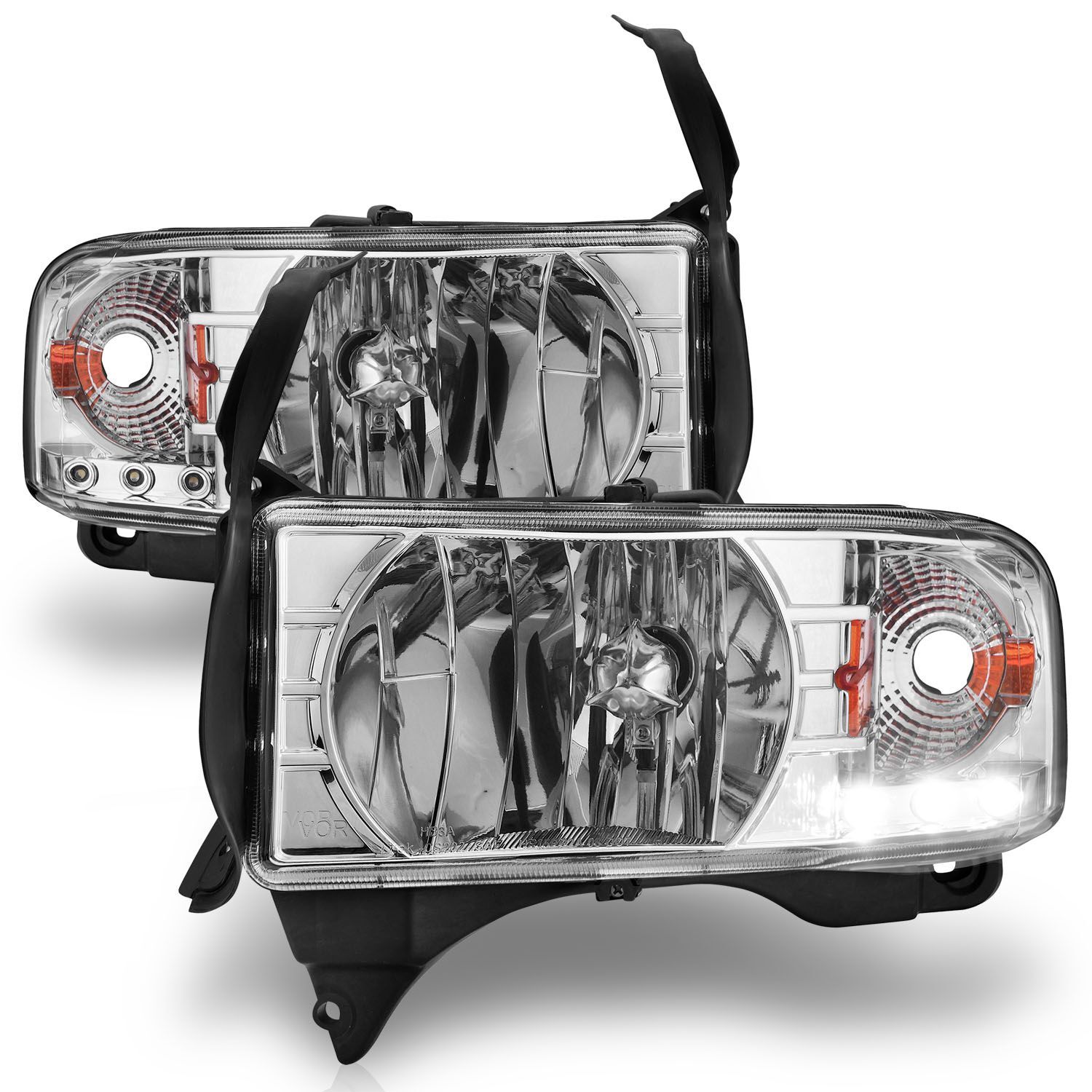 1994-2001 Dodge Ram 1500/2500/3500 Non-Sport Anzo Crystal Headlights Chrome W/ LED - 111206