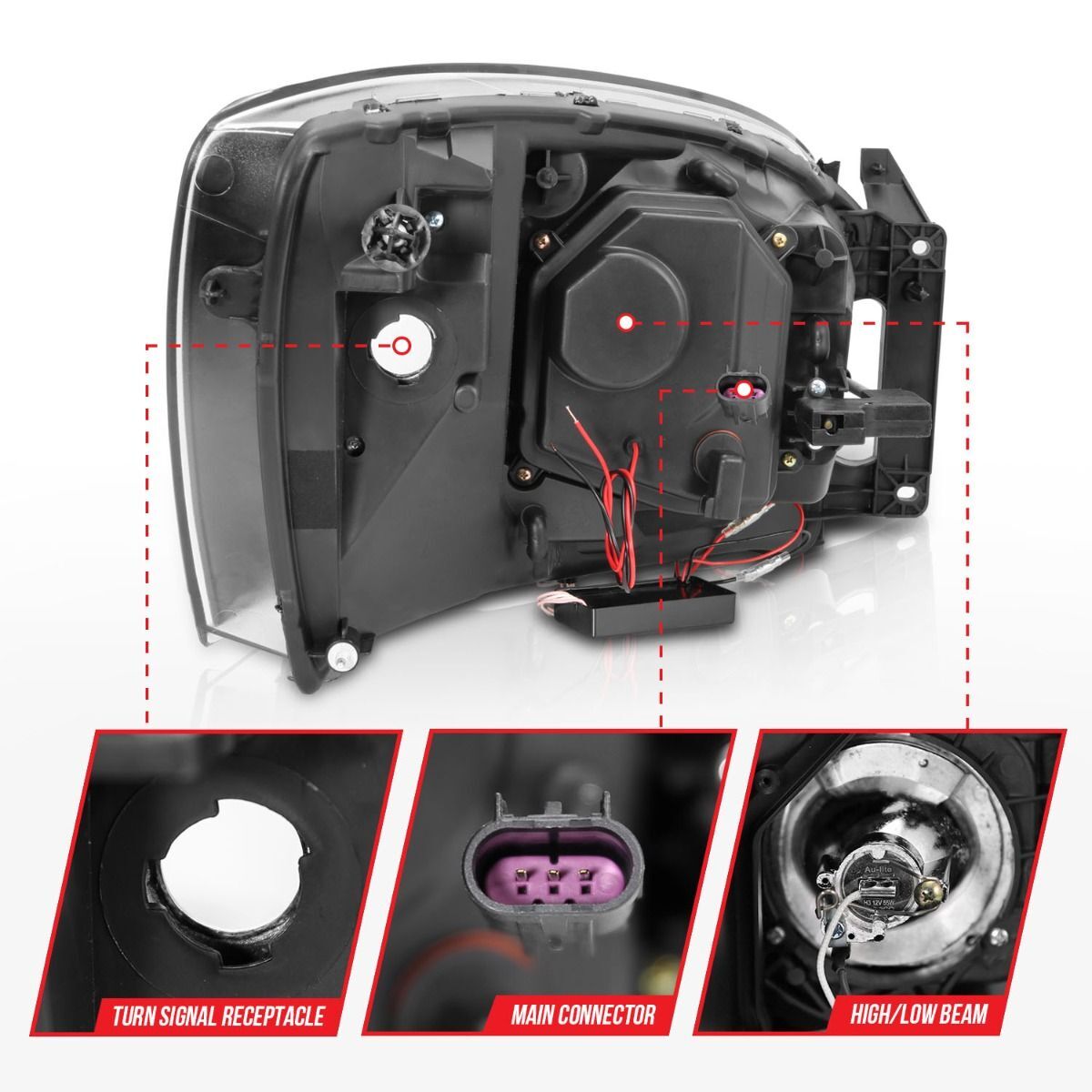 2006-2009 Dodge Ram 1500/2500/3500 Anzo Projector Headlights W/ Halo Black