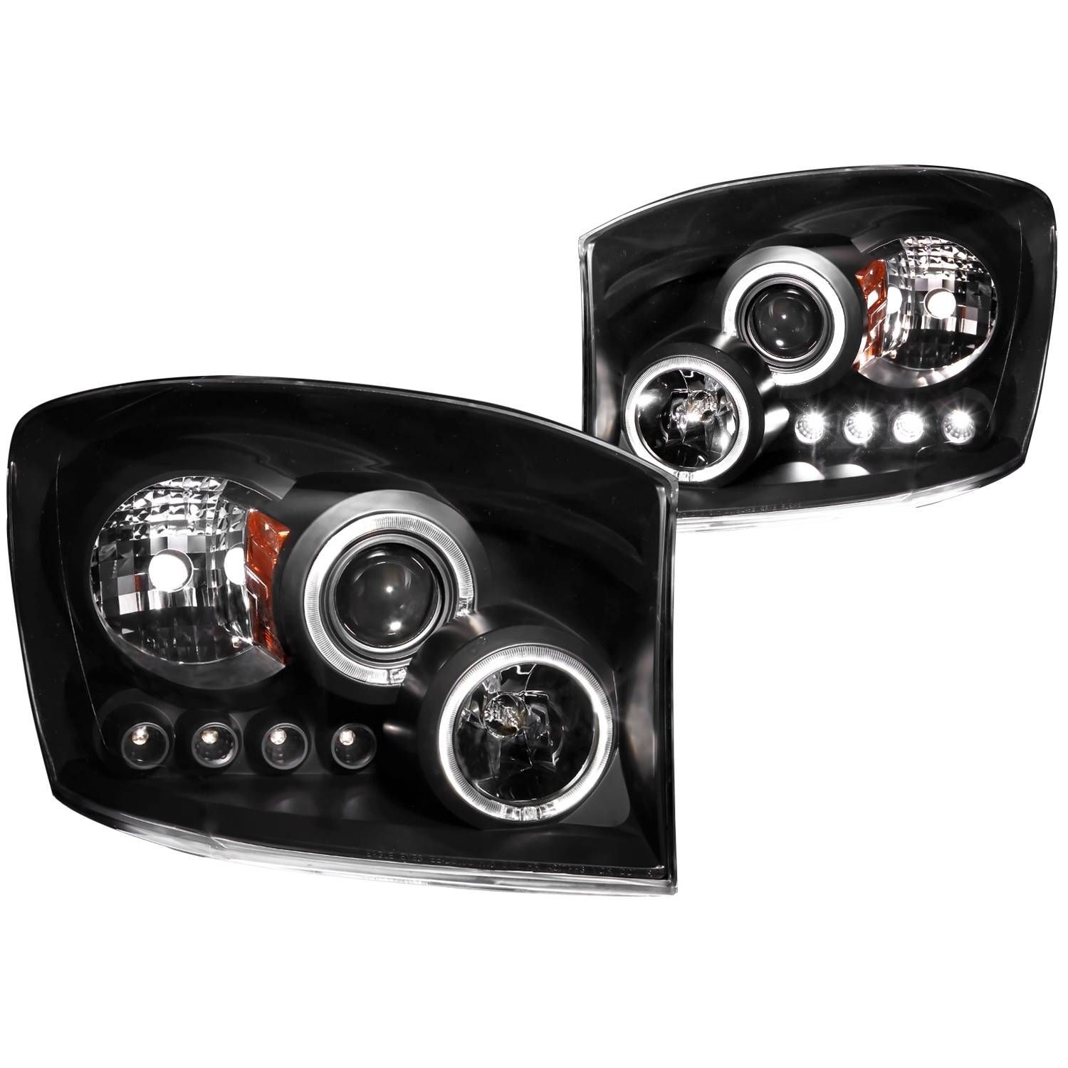 2006-2009 Dodge Ram 1500/2500/3500 Anzo Projector Headlights W/ Halo Black