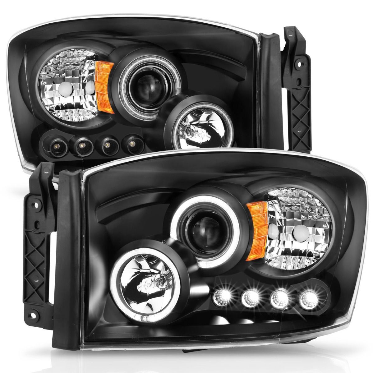 2006-2009 Dodge Ram 1500/2500/3500 Anzo Projector Headlights W/ Halo Black - 111209