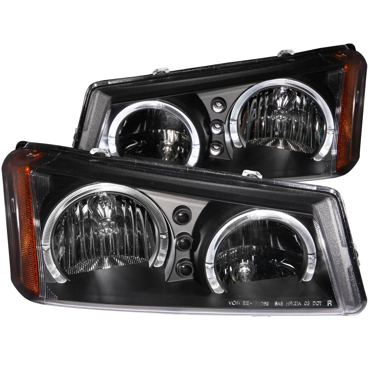 2003-2006 Chevrolet Avalanche/Silverado 1500/2500/3500 Anzo Crystal Headlights W/ Halo Black - 111212