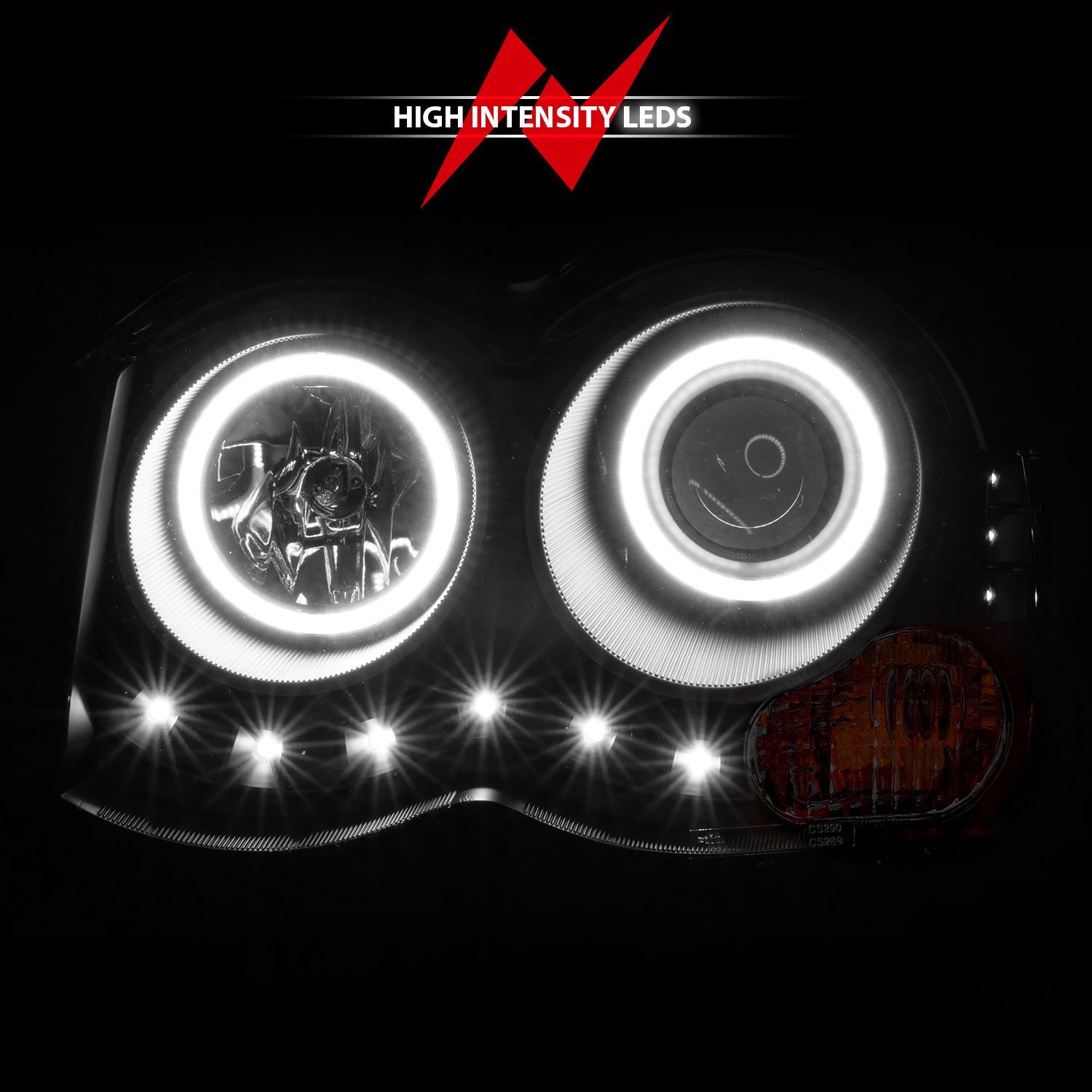 2008-2010 Jeep Grand Cherokee Anzo Projector Headlights W/ Halo Black (SMD LED)