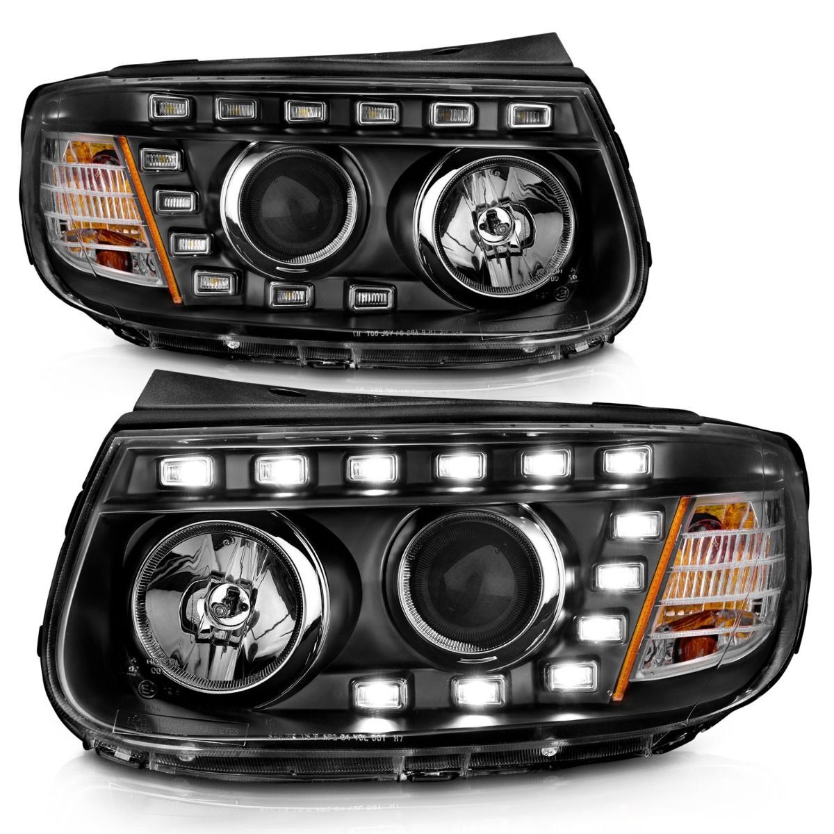 2007 Hyundai Santa Fe Anzo Projector Headlights W/ LED Black