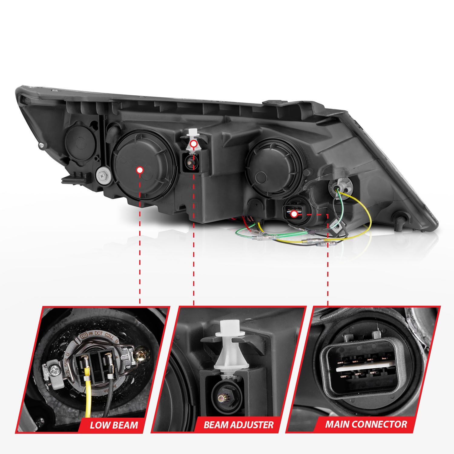 2011-2013 Kia Sorento Anzo Projector Headlights W/ Halo Chrome (SMD LED)