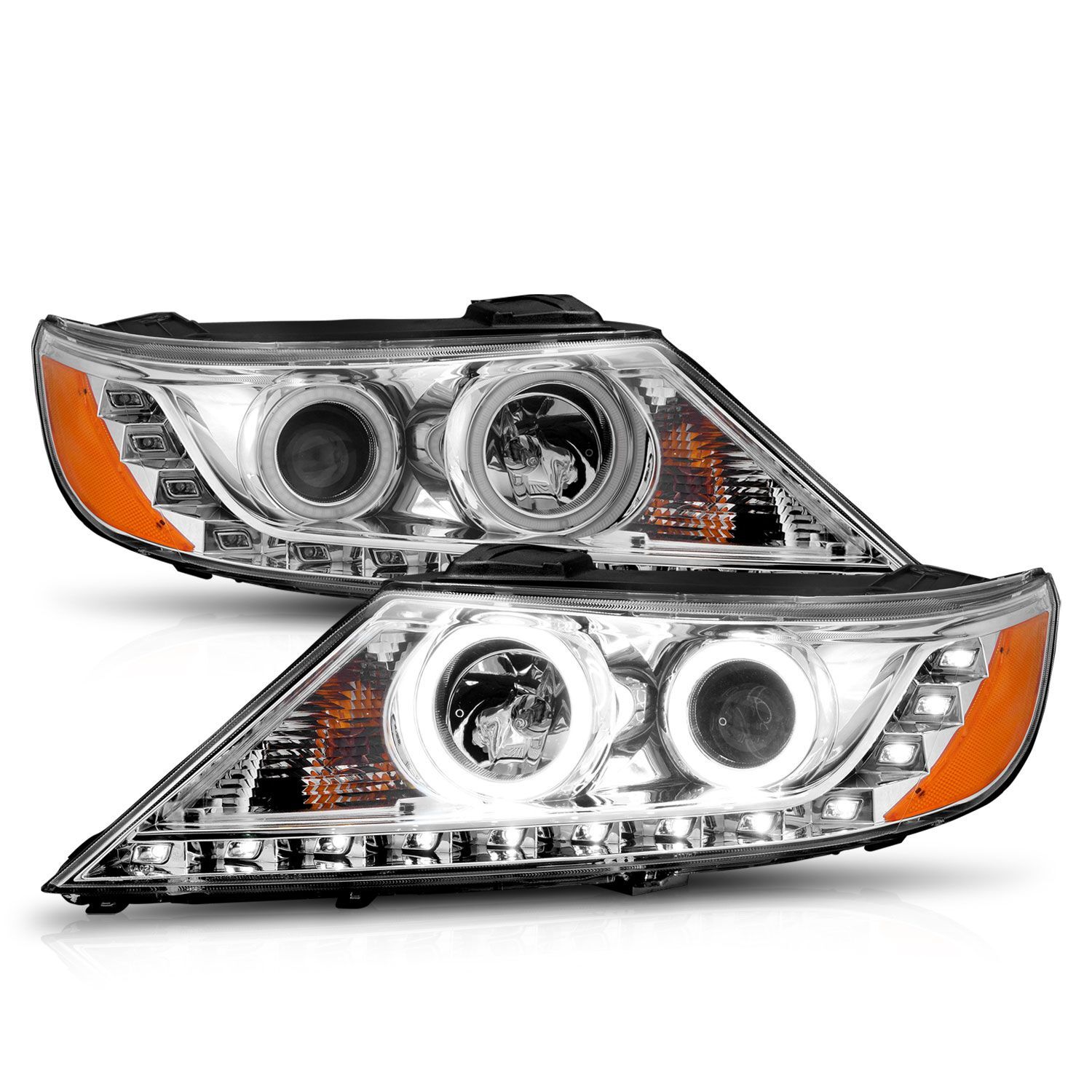 2011-2013 Kia Sorento Anzo Projector Headlights W/ Halo Chrome (SMD LED) - 111249