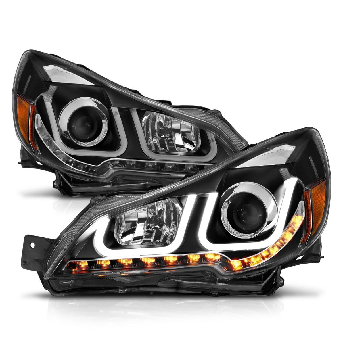 2010-2012 Subaru Legacy/Outback Anzo Projector Headlights W/ U-Bar Black
