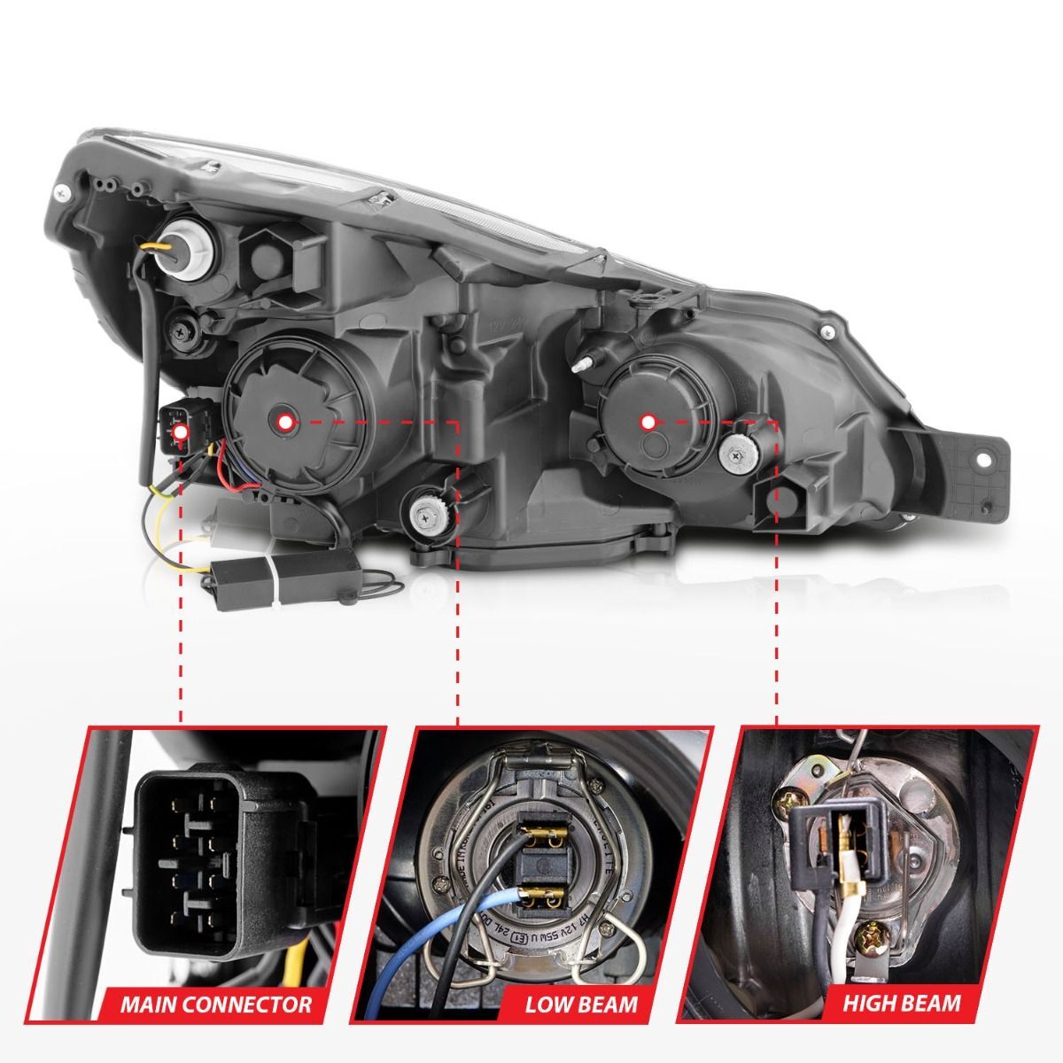 2010-2012 Subaru Legacy/Outback Anzo Projector Headlights W/ U-Bar Black