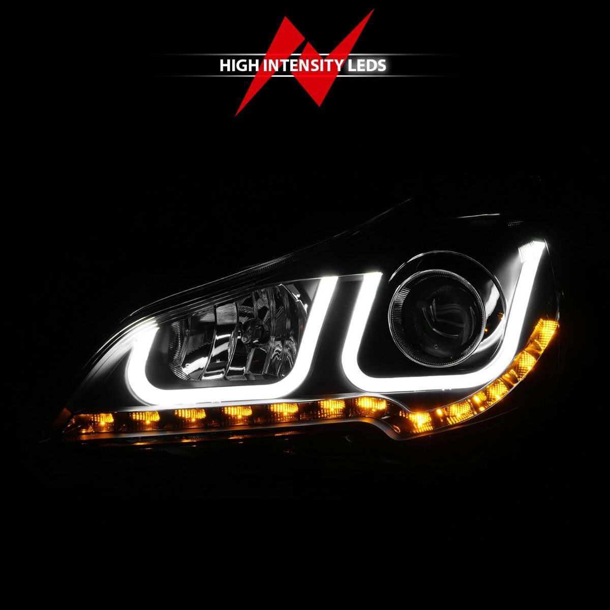 2010-2012 Subaru Legacy/Outback Anzo Projector Headlights W/ U-Bar Black