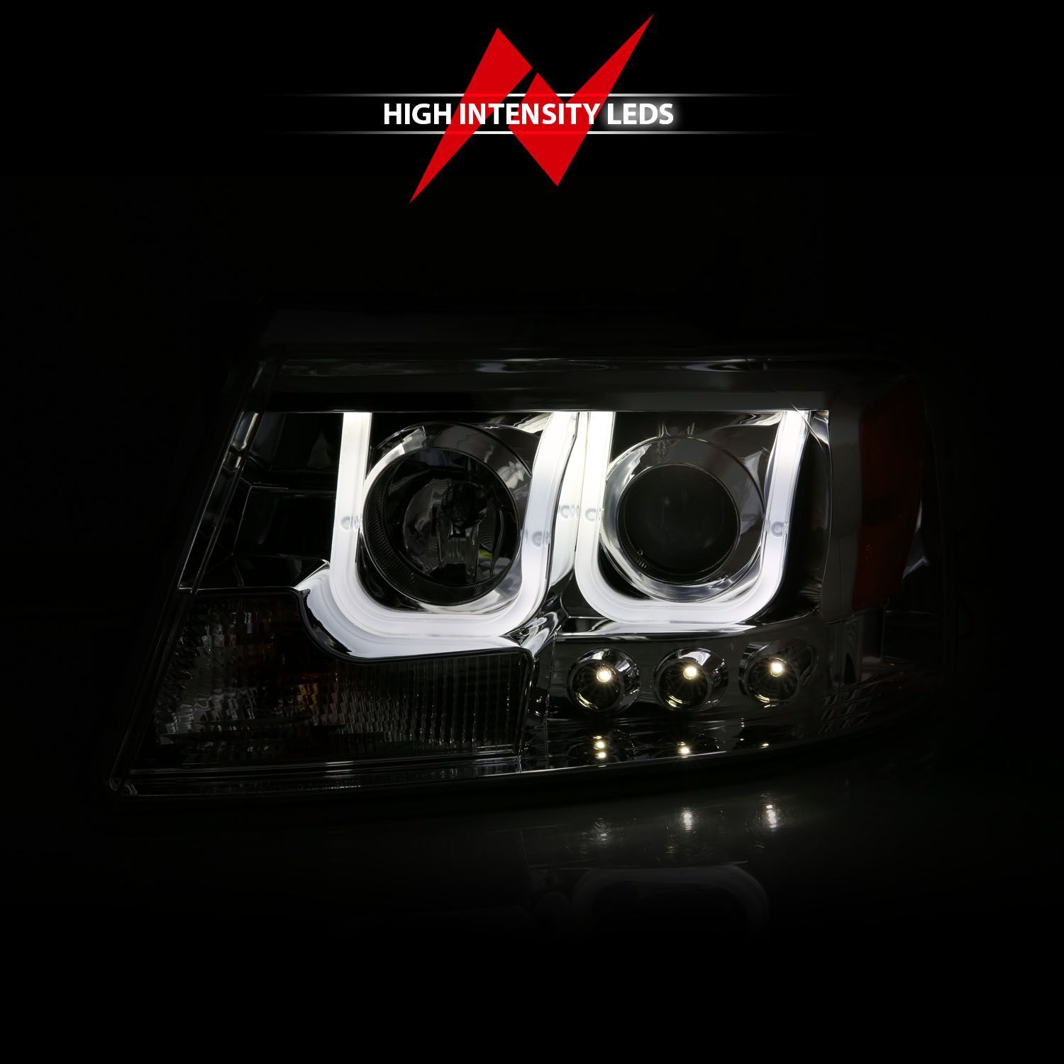 2004-2008 Ford F-150 Anzo Projector Headlights W/ U-Bar Chrome