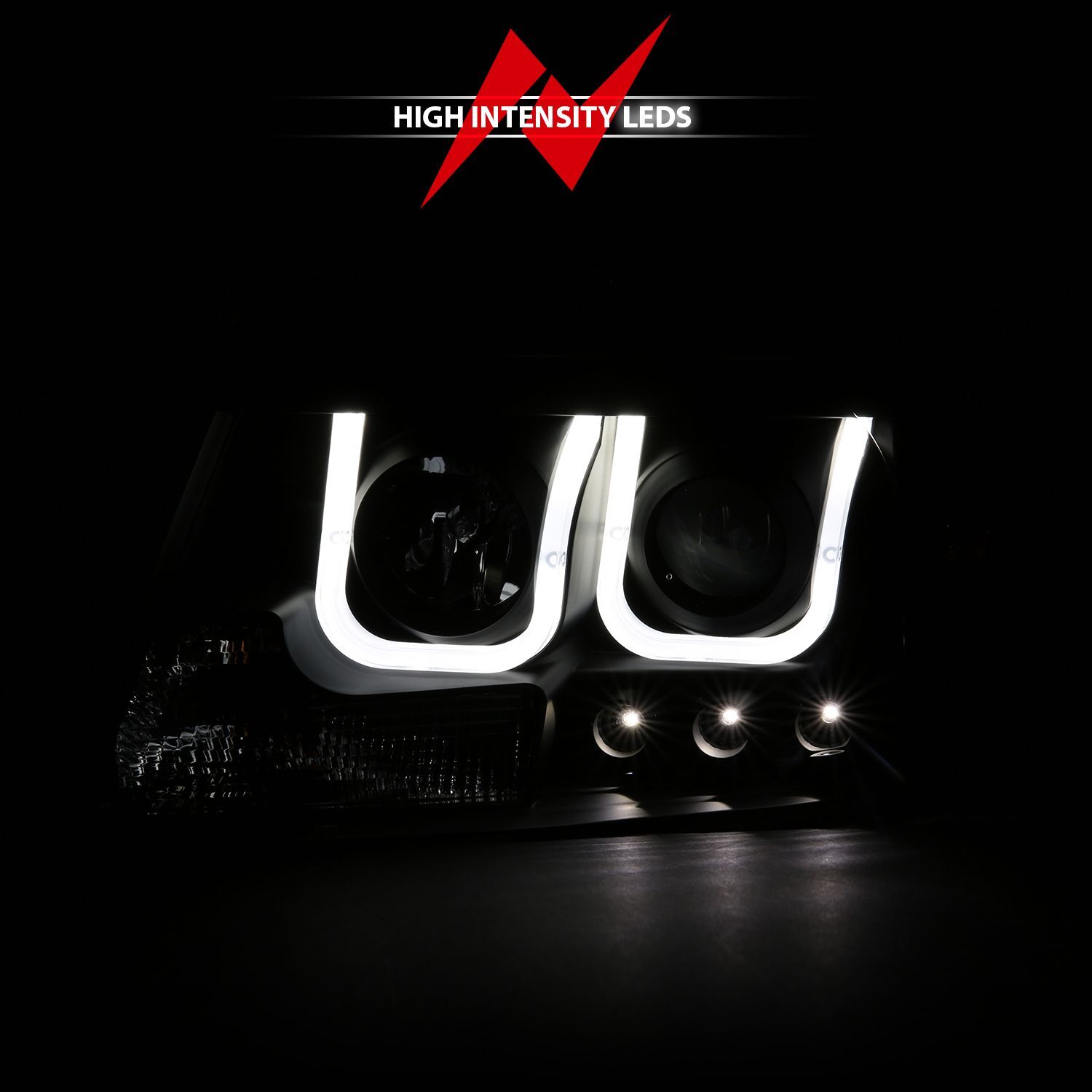 2004-2008 Ford F-150 Anzo Projector Headlights W/ U-Bar Black