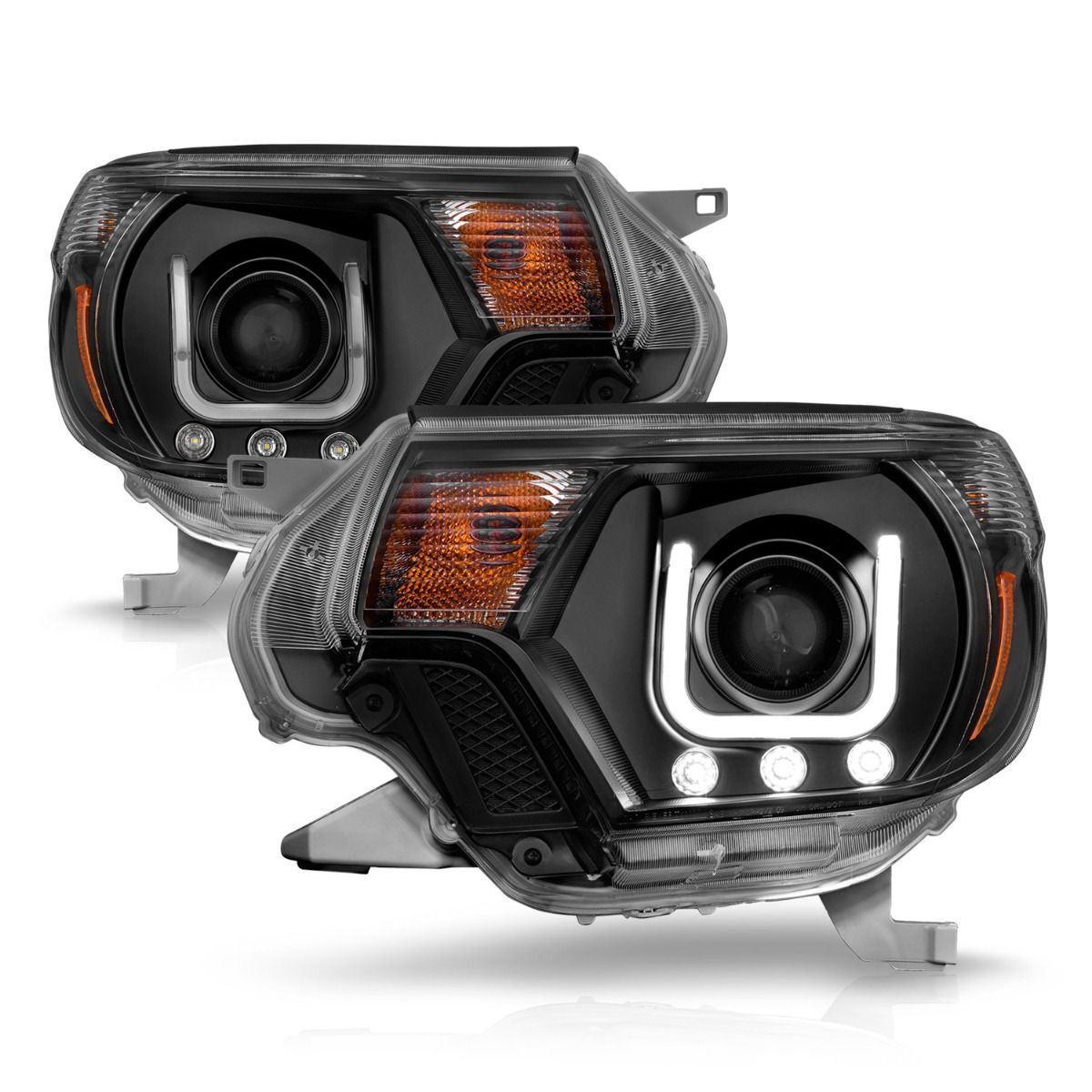 2012-2015 Toyota Tacoma Anzo Projector Headlights W/ U-Bar Black