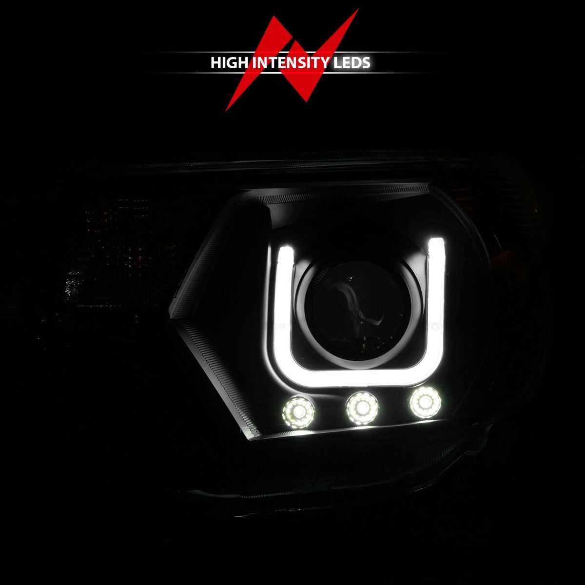 2012-2015 Toyota Tacoma Anzo Projector Headlights W/ U-Bar Black