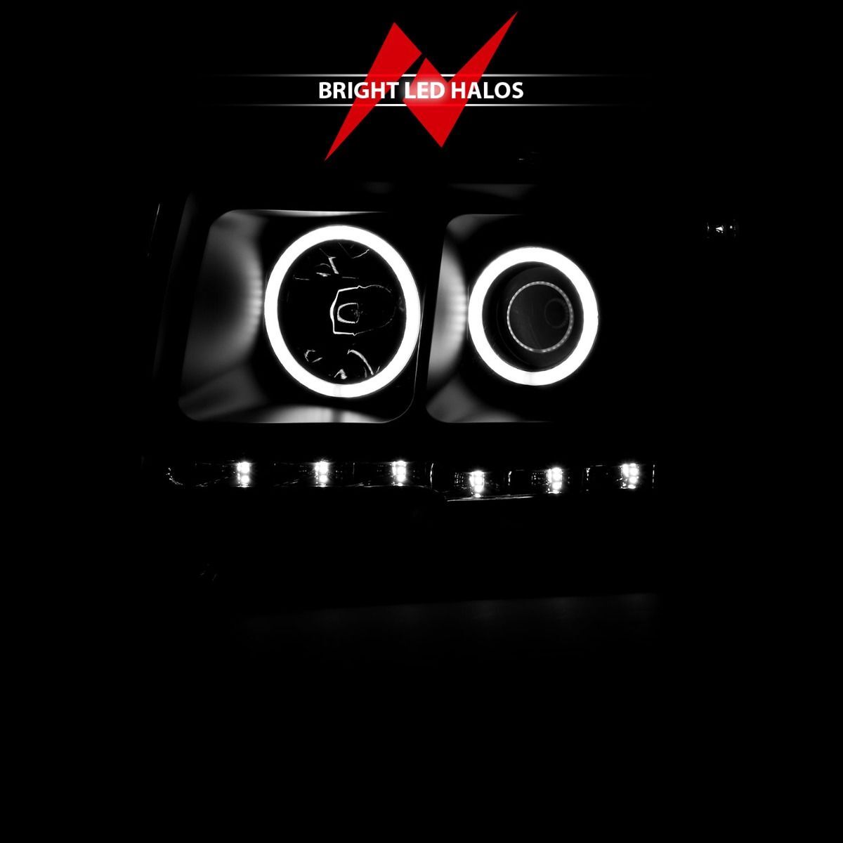 2009-2014 Ford F-150 Raptor Anzo Projector Headlights W/ Halo Black (SMD LED) G2