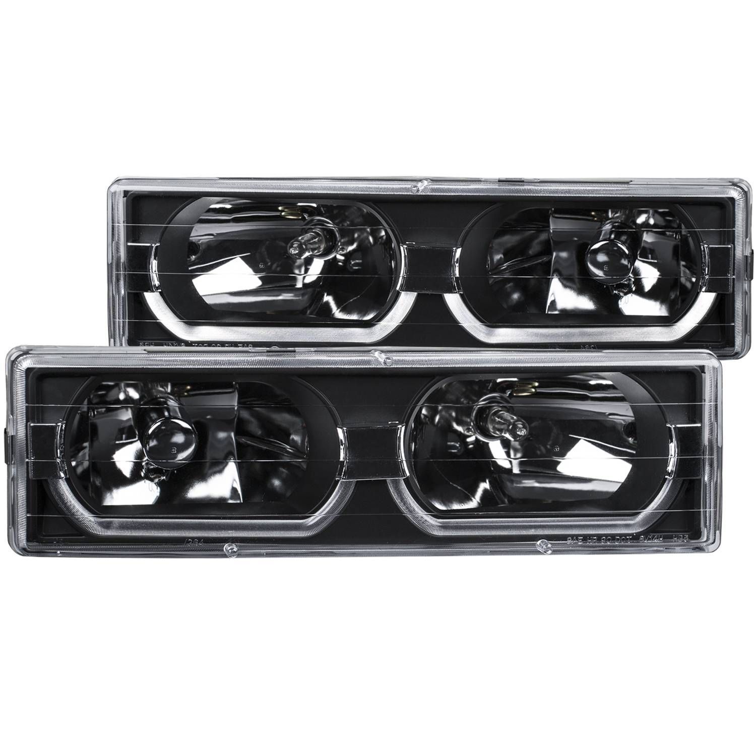 1988-2000 GMC Blazer Full Size/C1500/C2500/C3500/Suburban/Tahoe Anzo Crystal Headlights Black W/ Low - Brow - 111299