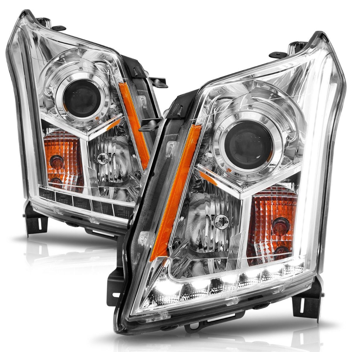2010-2016 Cadillac SRX Anzo Projector Headlights W/ Plank Style Design Chrome