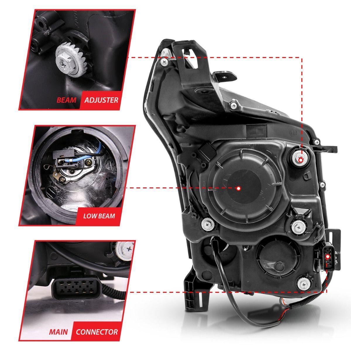 2010-2016 Cadillac SRX Anzo Projector Headlights W/ Plank Style Design Black