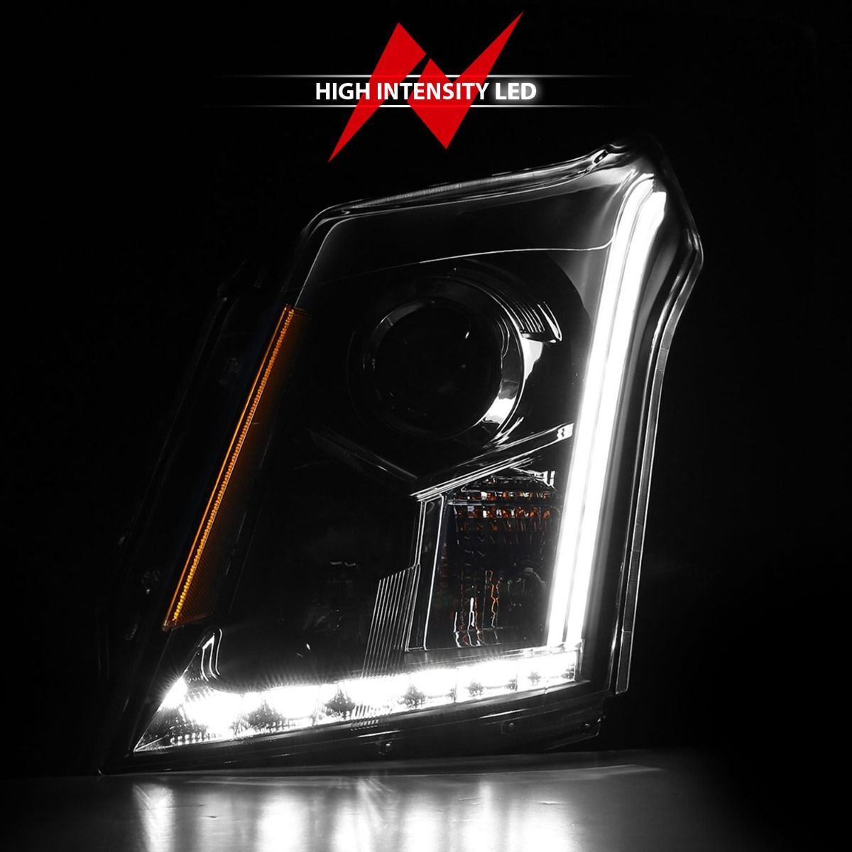 2010-2016 Cadillac SRX Anzo Projector Headlights W/ Plank Style Design Black