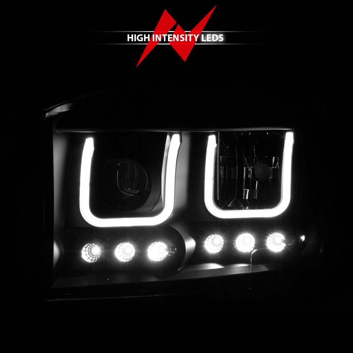 2006-2008 Dodge Ram 1500/2500/3500 Anzo Projector Headlights W/ U-Bar Black