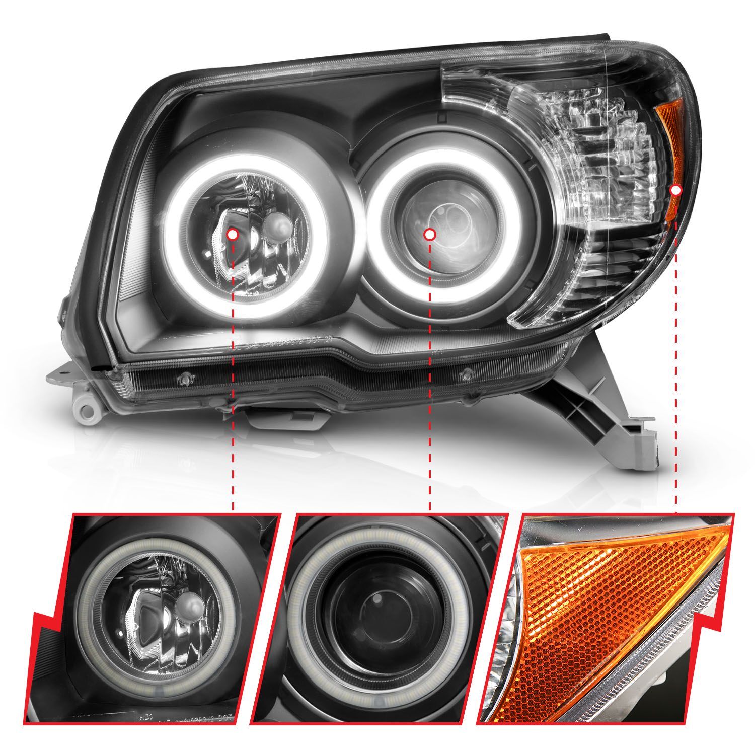 2006-2009 Toyota 4Runner Anzo Projector Headlights W/ Halo Black