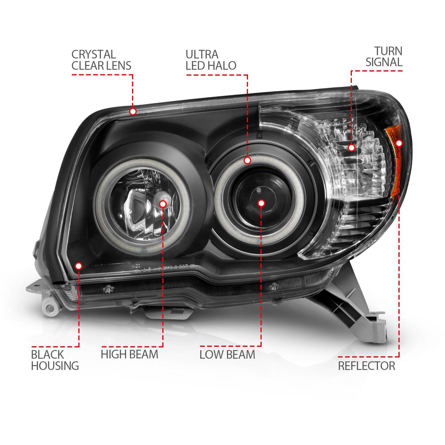2006-2009 Toyota 4Runner Anzo Projector Headlights W/ Halo Black