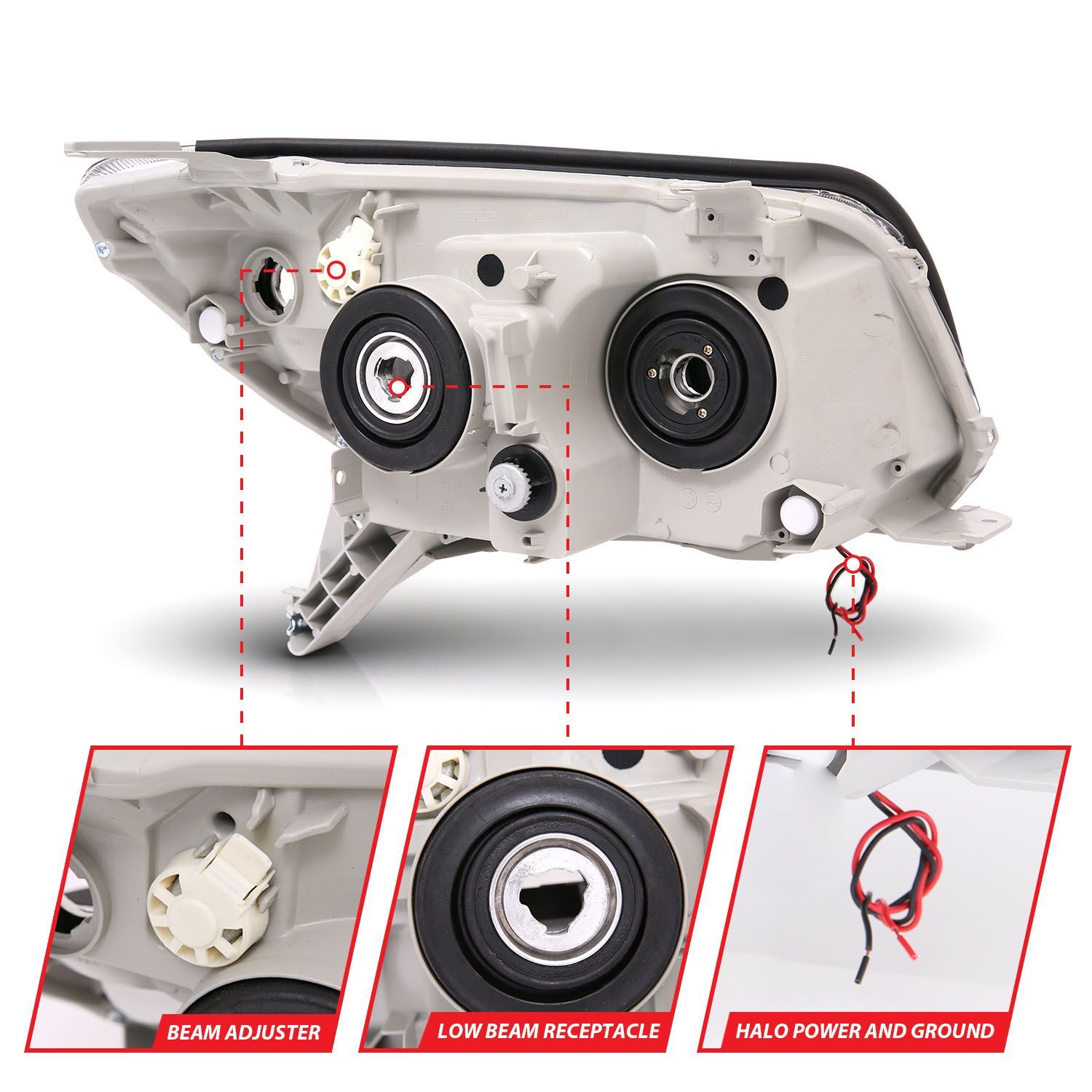 2006-2009 Toyota 4Runner Anzo Projector Headlights W/ Halo Black