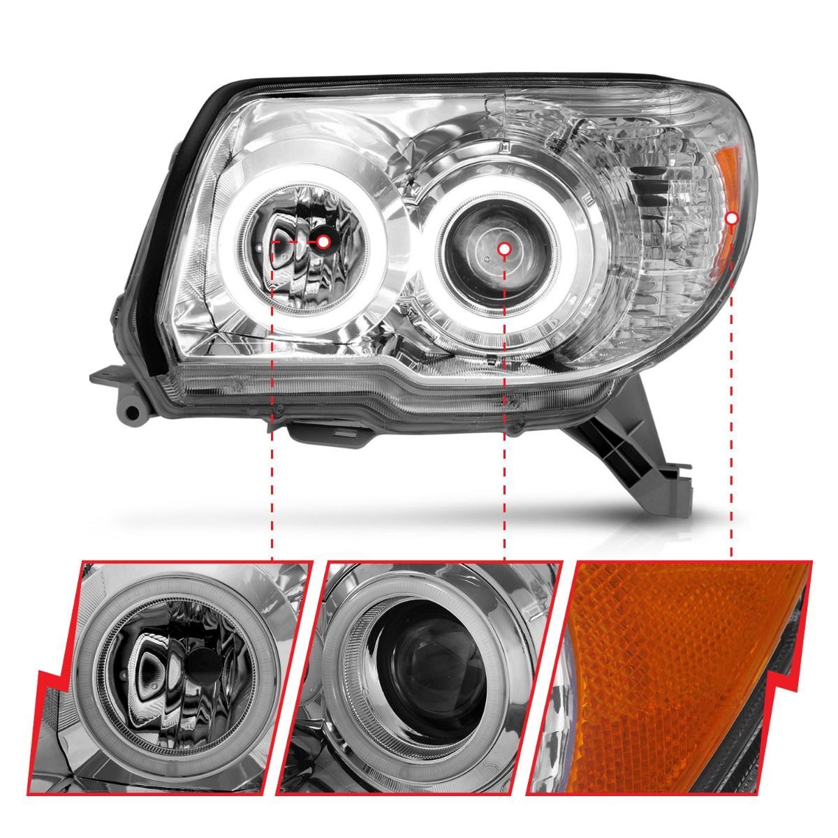 2006-2009 Toyota 4Runner Anzo Projector Headlights W/ Halo Chrome