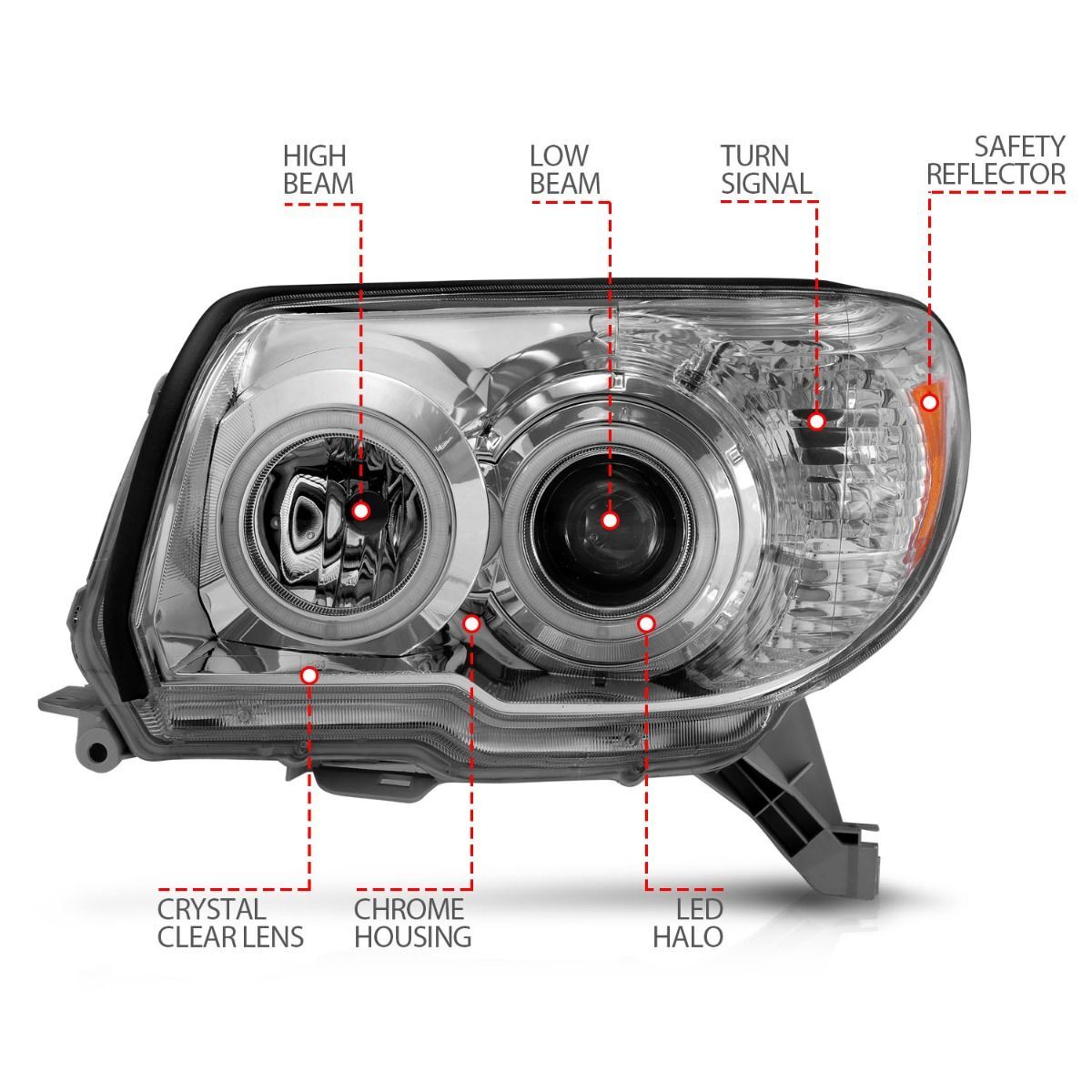 2006-2009 Toyota 4Runner Anzo Projector Headlights W/ Halo Chrome