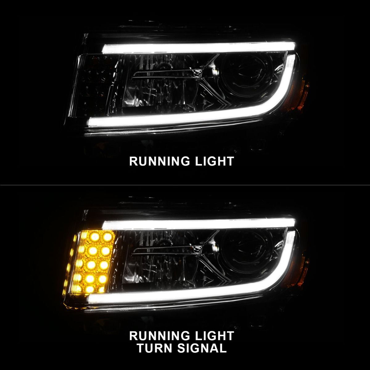 2014-2016 Jeep Grand Cherokee Anzo Projector Headlights W/ Plank Style Design Chrome