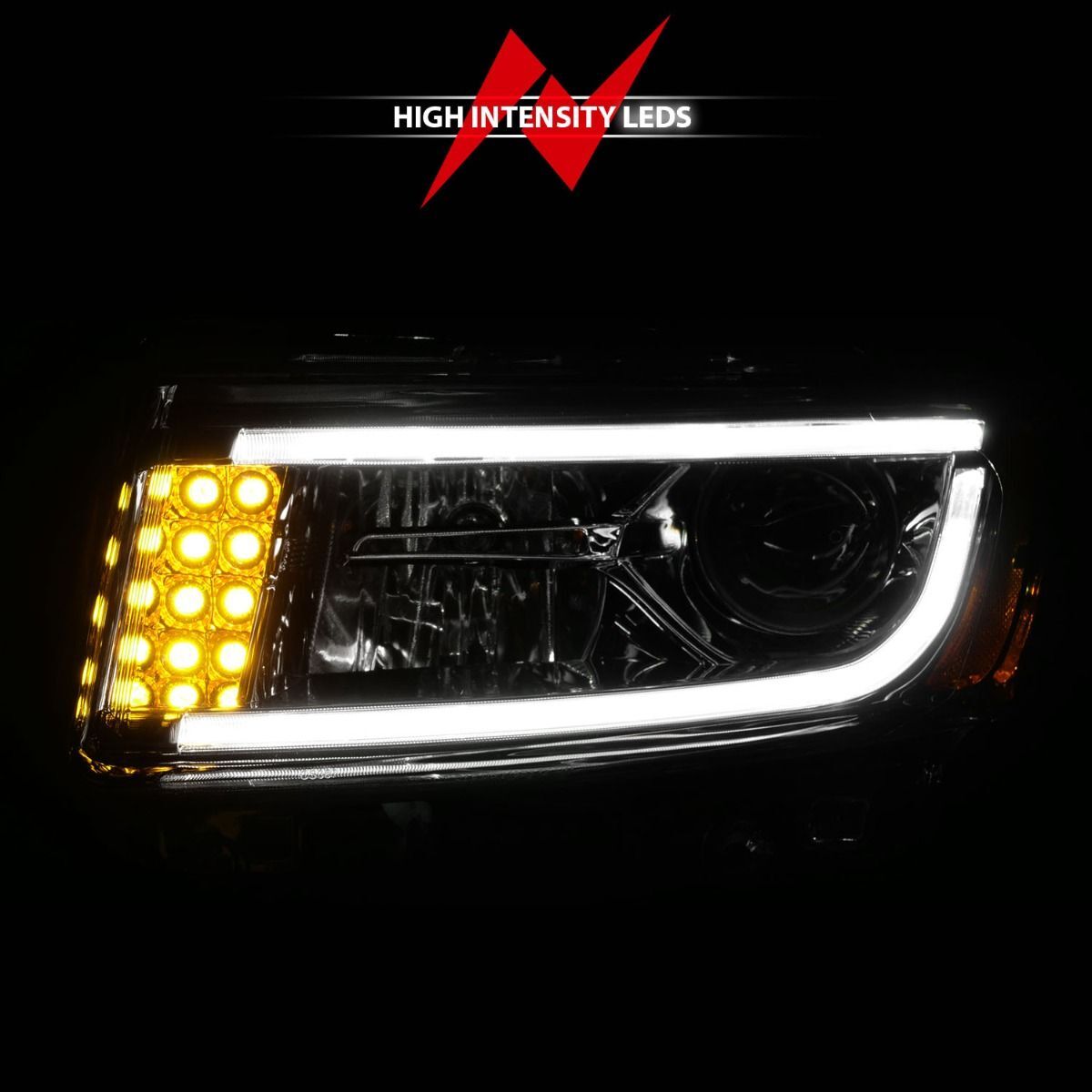 2014-2016 Jeep Grand Cherokee Anzo Projector Headlights W/ Plank Style Design Chrome
