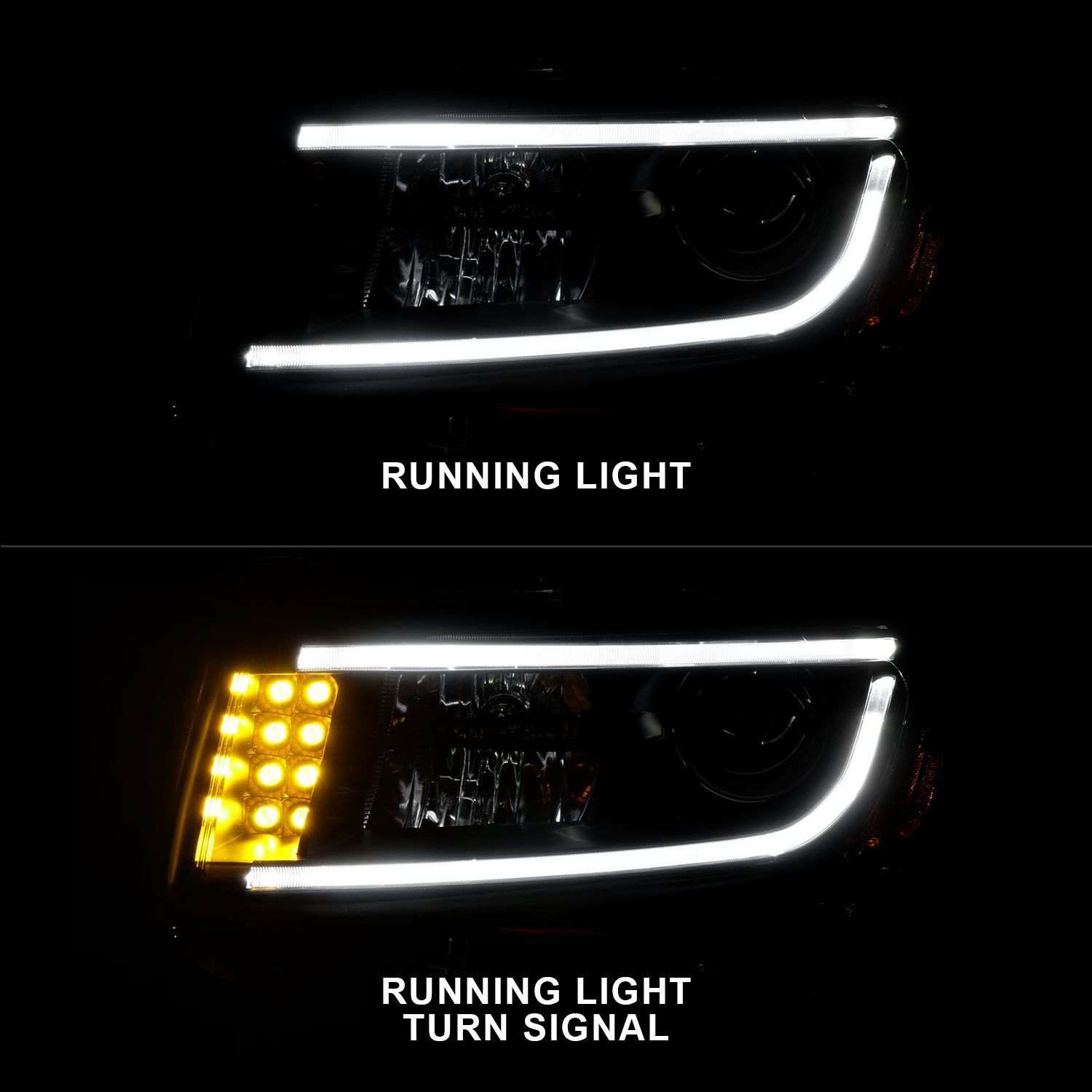 2014-2016 Jeep Grand Cherokee Anzo Projector Headlights W/ Plank Style Design Black