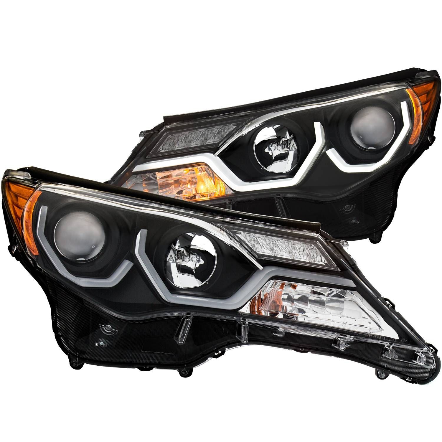 2013-2015 Toyota RAV4 Anzo Projector Headlights W/ Plank Style Design Black