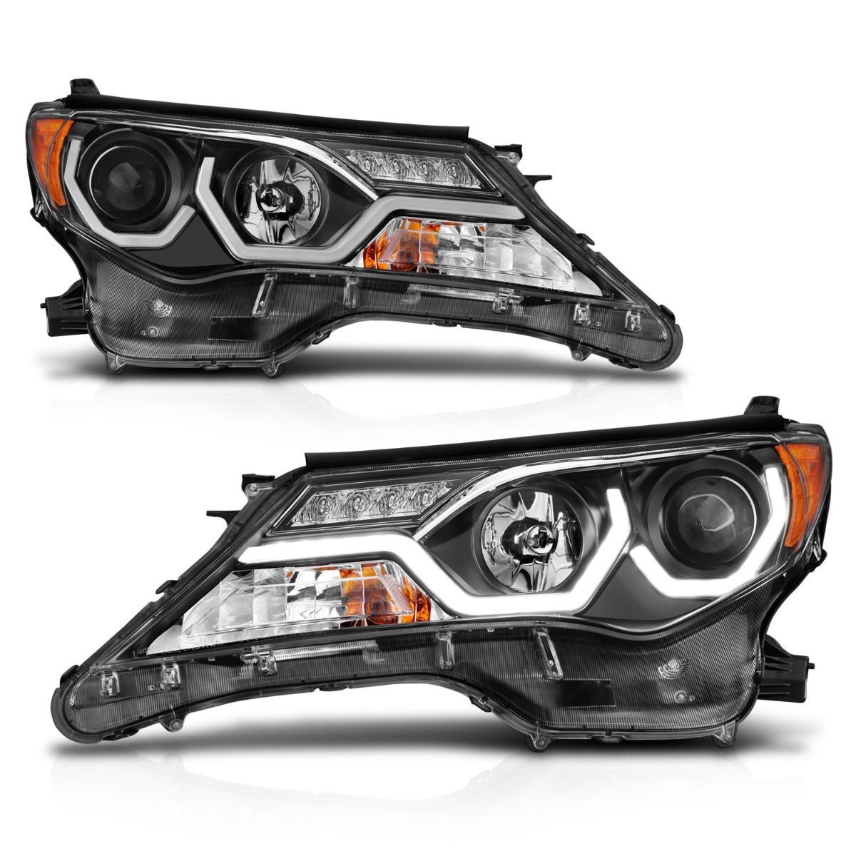 2013-2015 Toyota RAV4 Anzo Projector Headlights W/ Plank Style Design Black