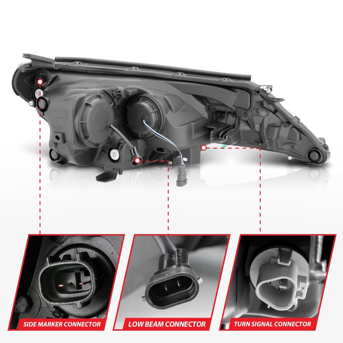 2013-2015 Toyota RAV4 Anzo Projector Headlights W/ Plank Style Design Black